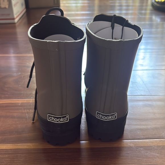 NEW CHOOKA ava lace-up ankle rain boot in dark taupe size 6 - Picture 7 of 8